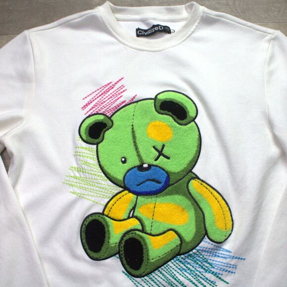 Vintage CivilizeD Bear Crewneck Sweater Sweatshirt Streetwear M Hip Hop - Picture 1 of 9